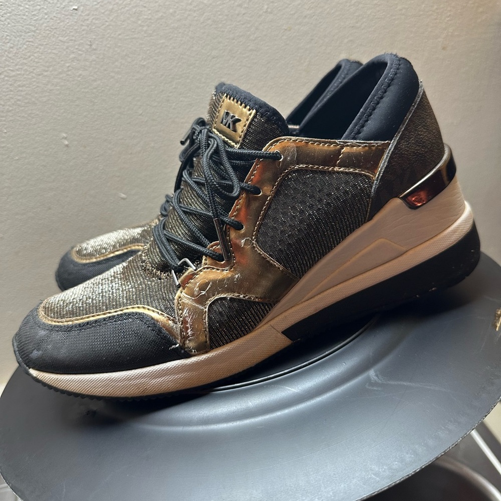 Michael Kors Black and Gold Sneakers